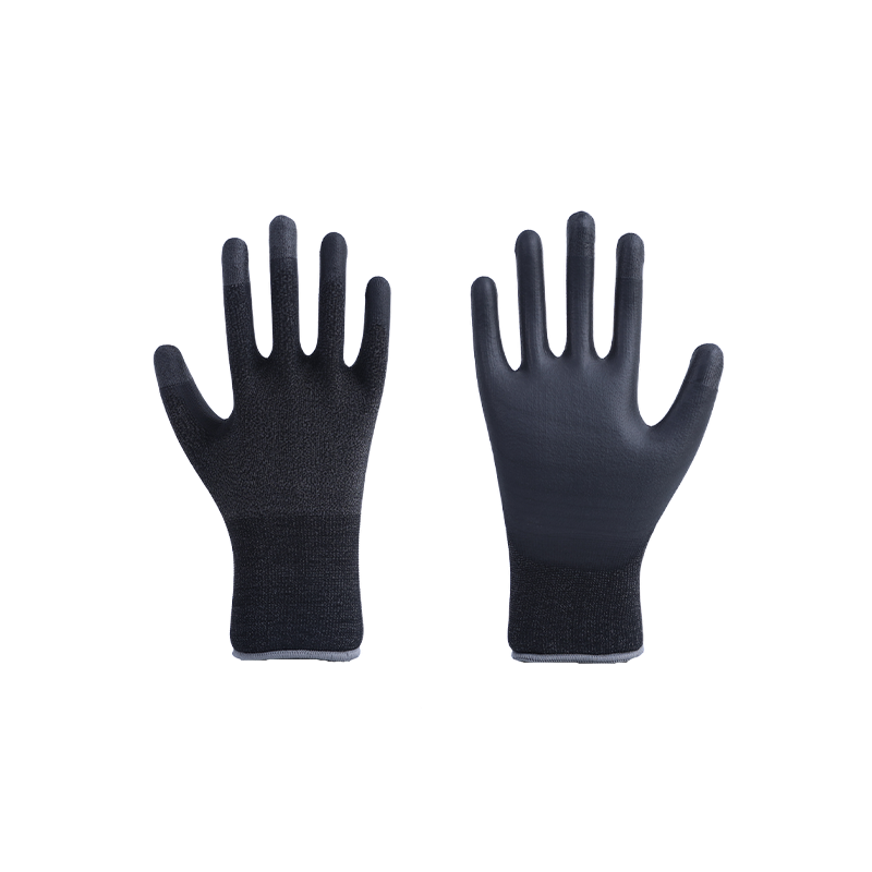 Luvas de PU reforçadas com dedos de nano poliéster e spandex